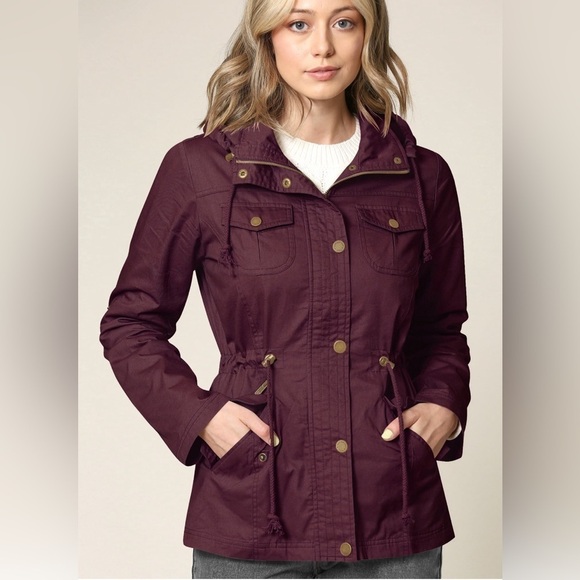 NWOT Made by Johnny Women's Pop of Color Anorak Parka Jacket WINE • XXL - Picture 2 of 4